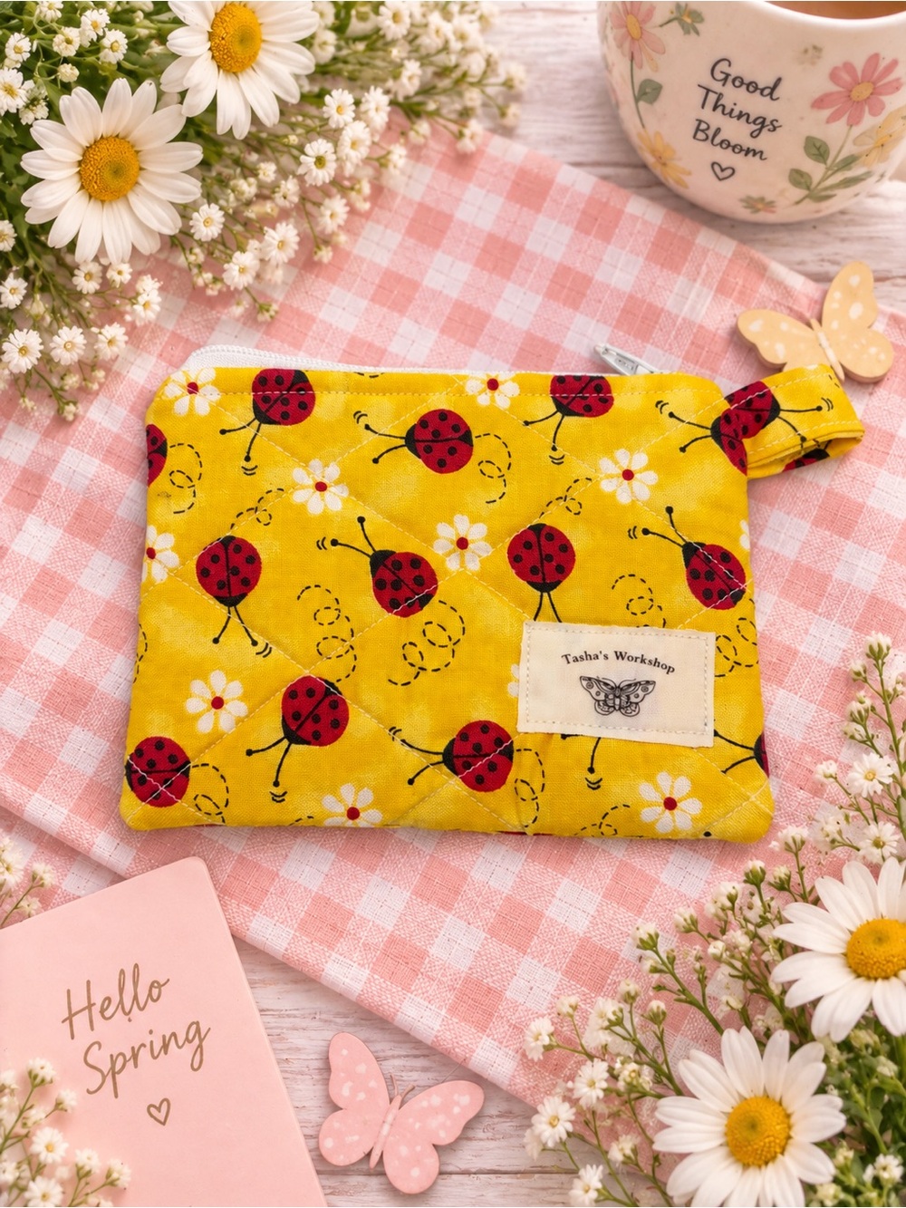 Ladybug Quilted Keychain Wallet